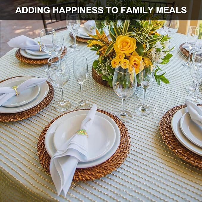 Gold Napkin Rings Set of 10,Napkin Rings Holder Buckles,Thanksgiving Christmas Napkin Ring Alloy Leaf Diamonds Napkin Ring for Dining Table Decor Wedding,Dinner Party Decorations Green Diamonds 10pcs