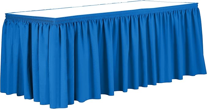 Ultimate Textile Pleat Polyester Fabric Table Skirt - Machine Washable Flame Resistant with Clips for Events, Weddings & Trade Shows, Cut & Sewn in Paterson, NJ - Cobalt, 14' Shirred Pleat
