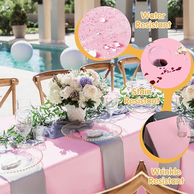 BRILLMAX 6 Pack Pink Tablecloths for 6 Foot Rectangle Tables 60 x 102 Inch - 6ft Rectangular Bulk Linen Polyester Fabric Washable Cloth Cover for Wedding Reception Banquet Birthday Party