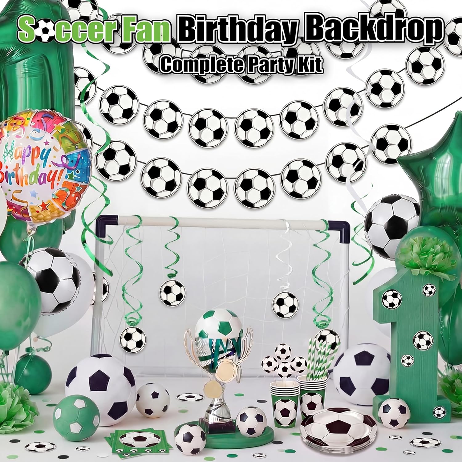 Soccer Birthday Party Decorations - 24PCS Soccer Party Banners for 2026 World Soccer Cup Merchandise | Soccer Party Decorations Hanging Backdrop for Birthday Party Home Classroom Favor Supplies Decor