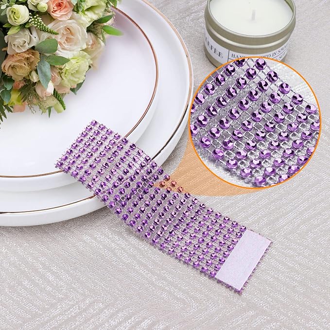 Purple Napkin Rings Holder Set of 150pcs,Crystal Diamond Bling Napkin Rings Adornment for Wedding Reception, Dinner, Place Settings, Holiday Parties or DIY Decoration (150,Purple)