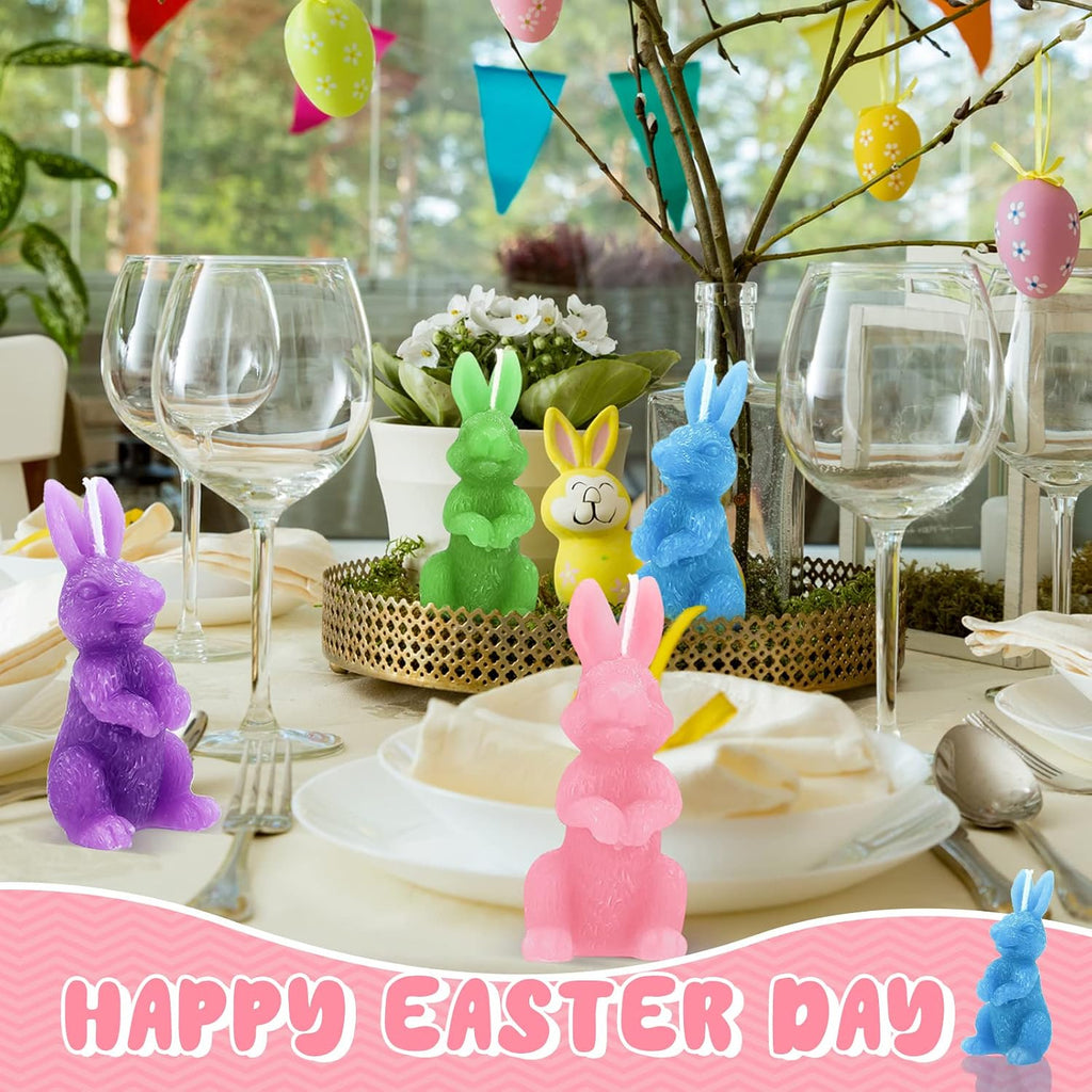 BBTO 4 Pcs Easter Bunny Candles Gift Set Rabbit Shape Spring Candles for Easter Bunny Decorations Party Table Home Decor Spring Celebrations