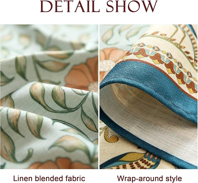 patdrea Designer French Linen Blue Tablecloth for Rectangle Table,Vintage Floral Table Cloth,Colorful Decoration Fall Cover Kitchen Dining for Thanksgiving,Tea Party,Christmas,63"x110"-Wensel
