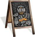 Ilyapa Wooden A-Frame Sign with Eraser & Chalk - 21 x 30 Inches Magnetic Sidewalk Chalkboard – Stained Wood Menu for Restaurant, Business or Wedding