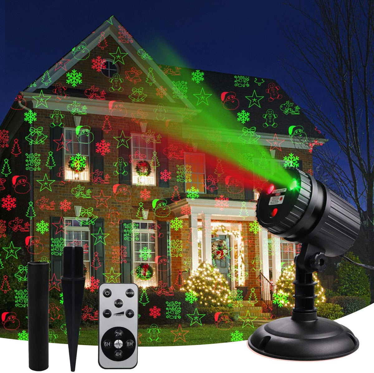 christmas laser projector lights, 8 patterns led projection, main product view