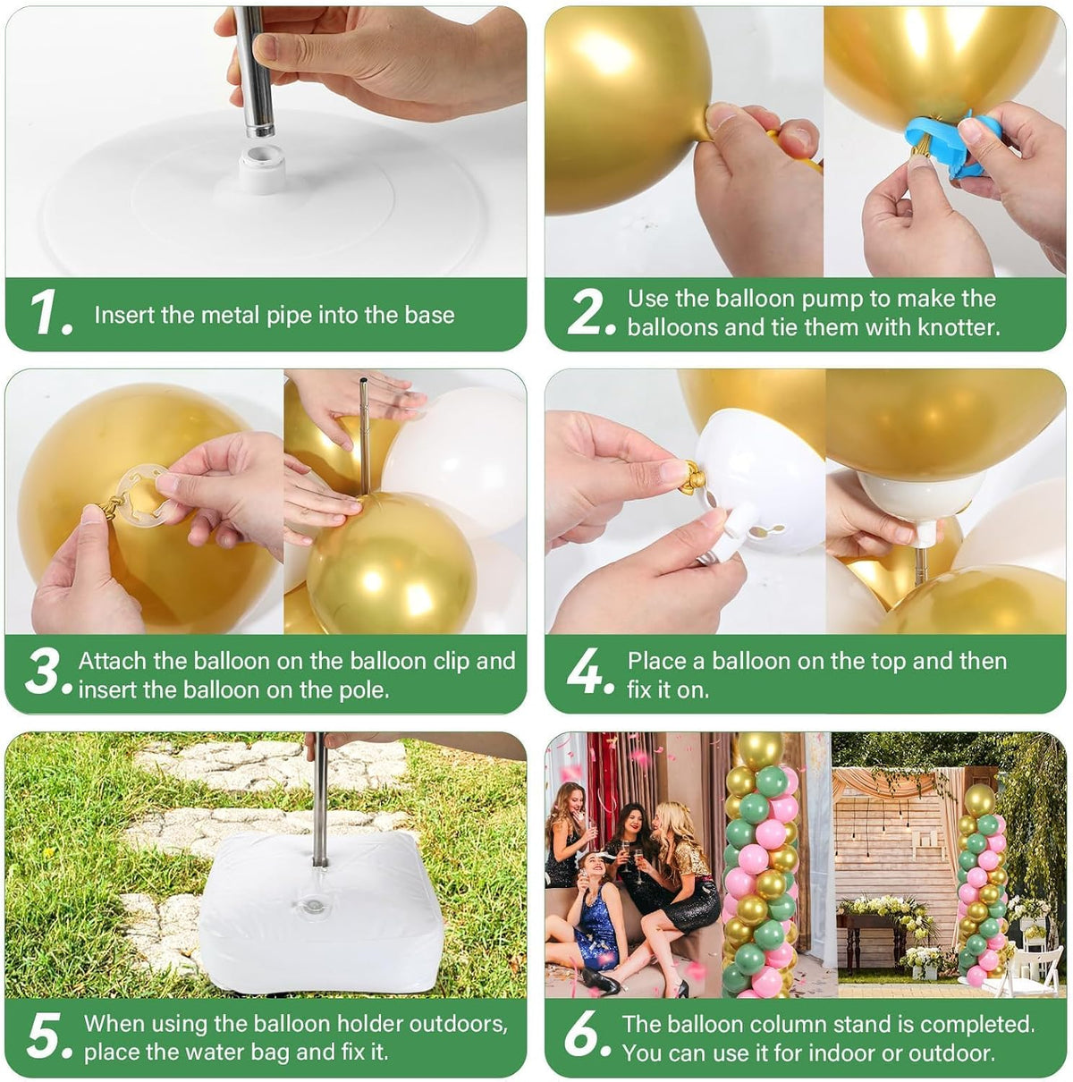 2 sets adjustable balloon column stand kit with showing dimensions