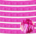 6 Pack 10 Ft Fuchsia Foil Fringe Garland Metallic Streamers Tinsel Banner Wall Hanging Garland Backdrop for Parade Floats, Halloween, Christmas, Thanksgiving, New Year Party Decorations