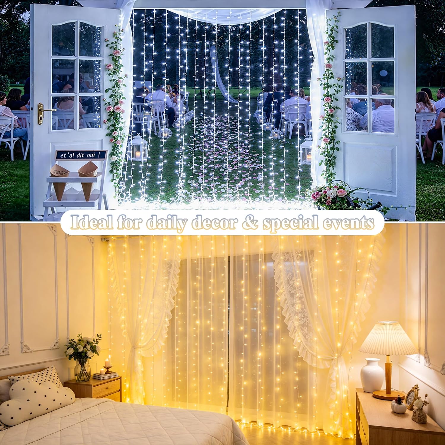 JMEXSUSS RGB Curtain Lights, 300 LED 9.8×9.8FT, Color Changing String Lights with APP & Remote Control, 16 Million Colors, IP44 Waterproof, Holiday Lights for Bedroom Party Wedding 4th of July Decor