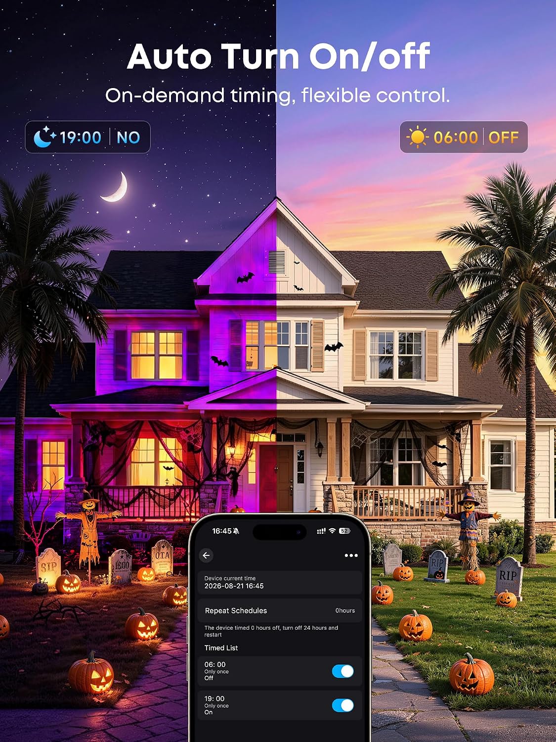 pikoy halloween projector outdoor with app, halloween decorations on a desk or shelf