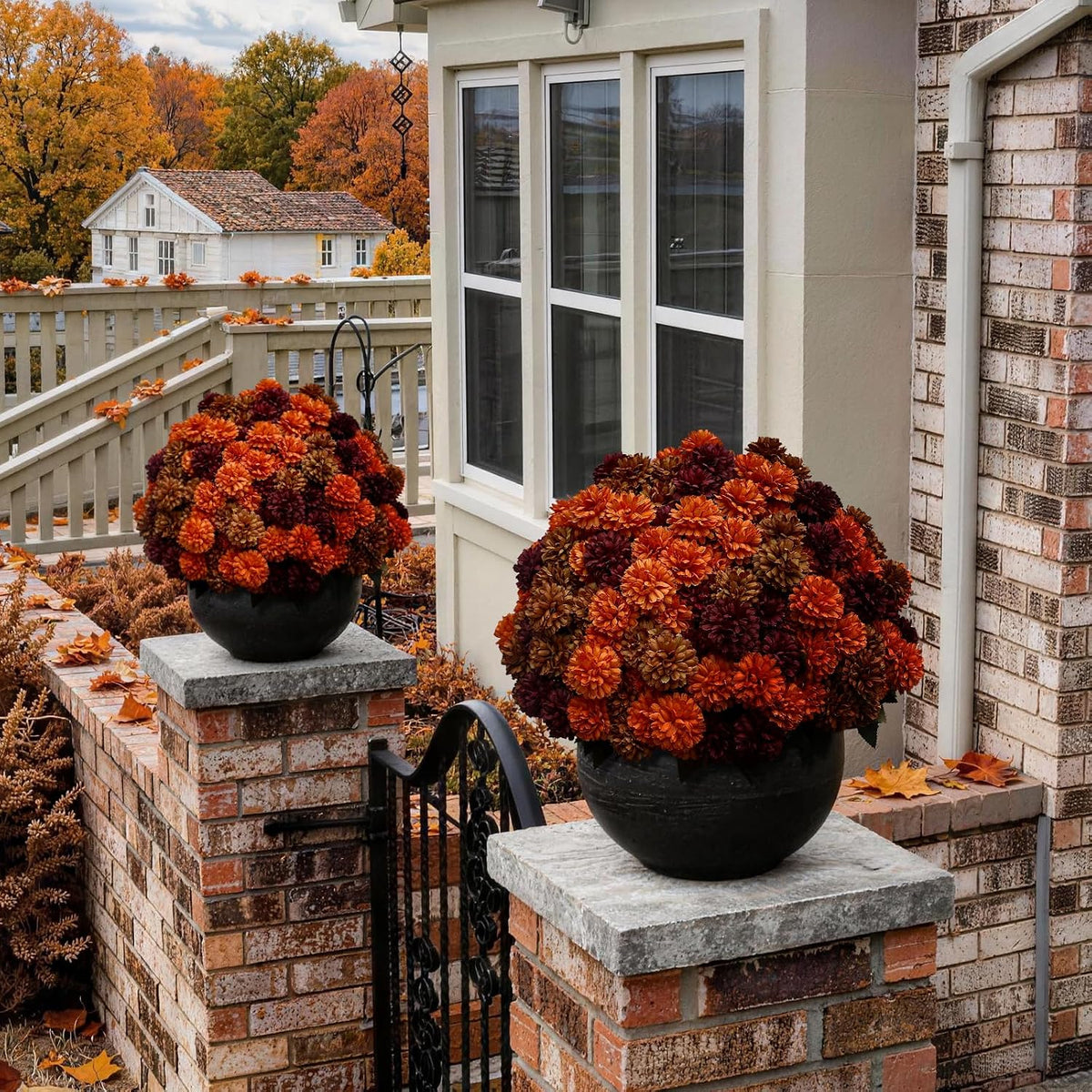 12 bundles artificial fall mums outdoor flowers, uv, package contents