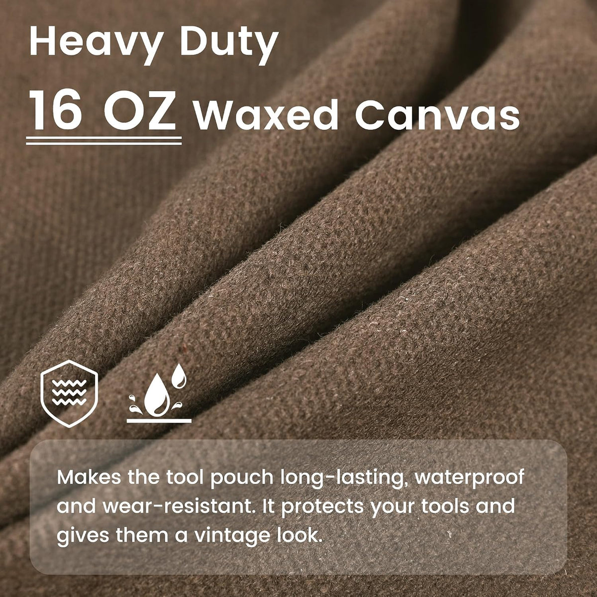Canvas Tool Bag, Zippered Tool Pouch with Handle, 16 OZ Waxed Canvas Tool Sto...