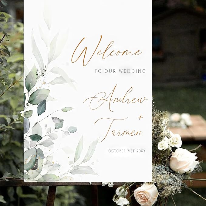 Generic Personalized Wedding Welcome Sign, 18x27 inches, Plastic, Modern Style, Landscape Orientation, Wedding Keepsake