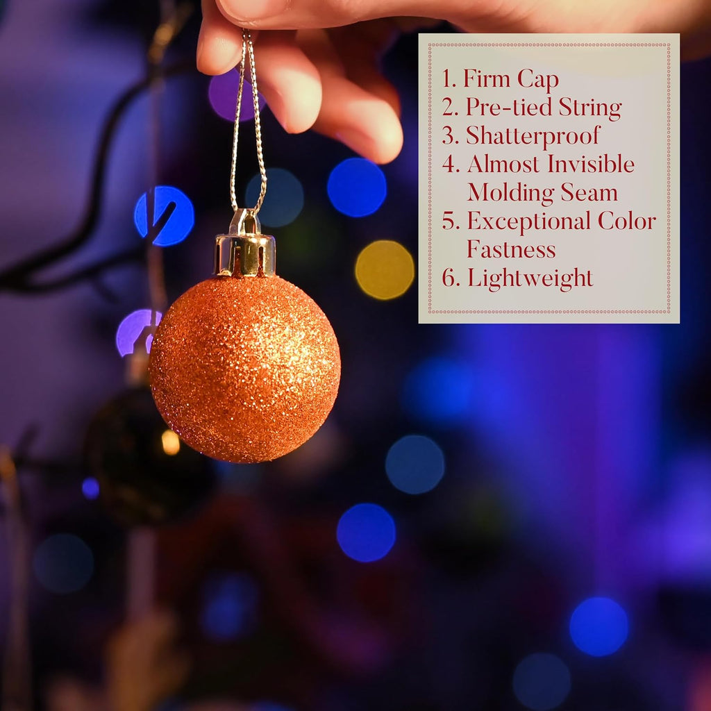 Valery Madelyn 24ct Halloween Ornaments Tree Decorations Indoor 1.6 Inch | Orange Purple Green Black Shatterproof Christmas Ball Ornaments Vintage Hanging Xmas Holiday Party Decor