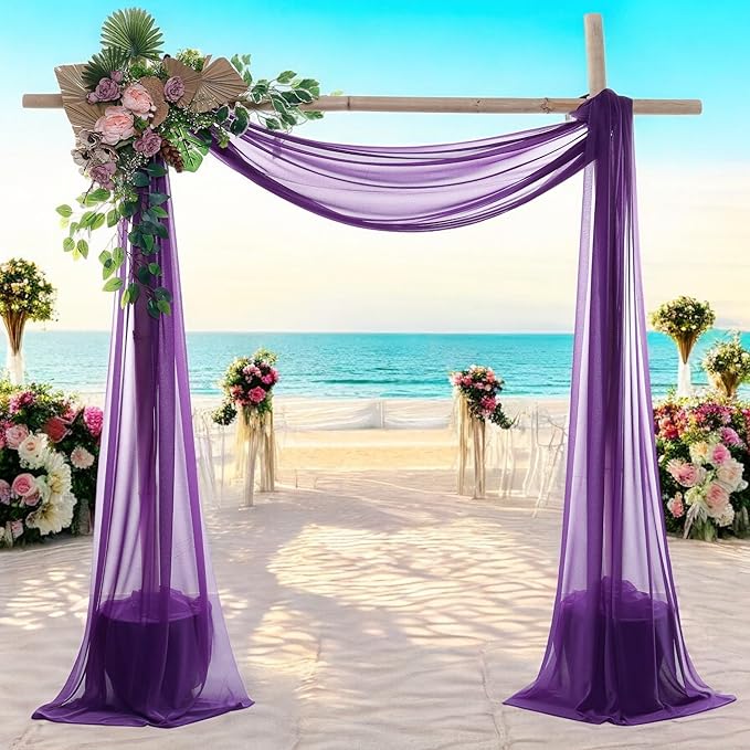 MDS Halloween Chiffon Draping Fabric - 1 Panel, 30" Wide x 40ft Long - Sheer Spooky Arbor & Canopy Drapery for Haunted House Backdrops, Party Ceilings, DIY Costumes & Themed Events - Cadbury Purple