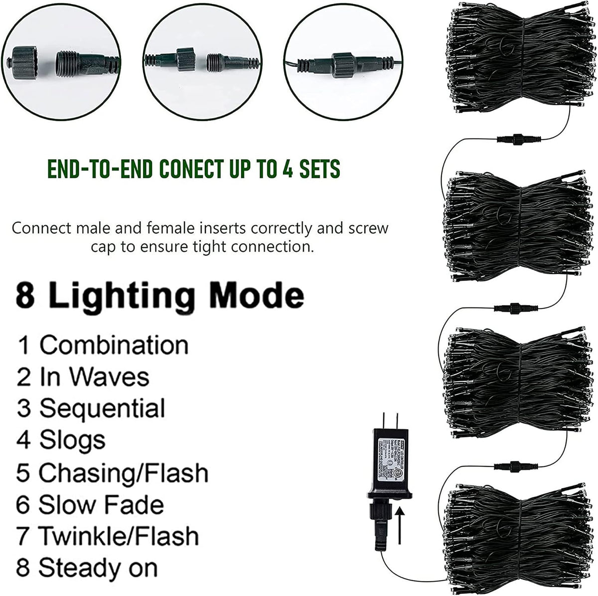 TW SHINE Halloween Lights, 400 LED 132FT Outdoor Halloween Lights Plug in wit...