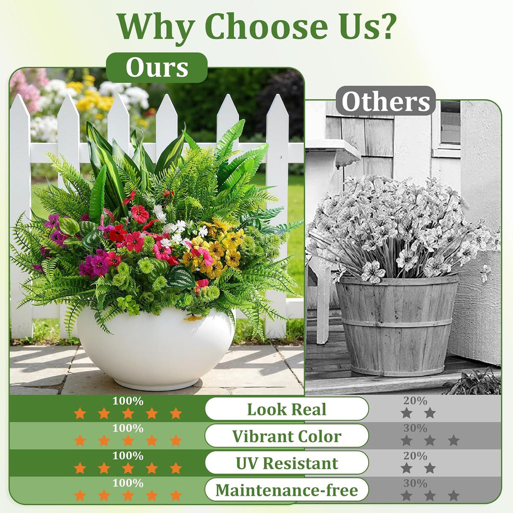 alupssuc 24 pcs artificial plants flowers for outdoors, close-up detail
