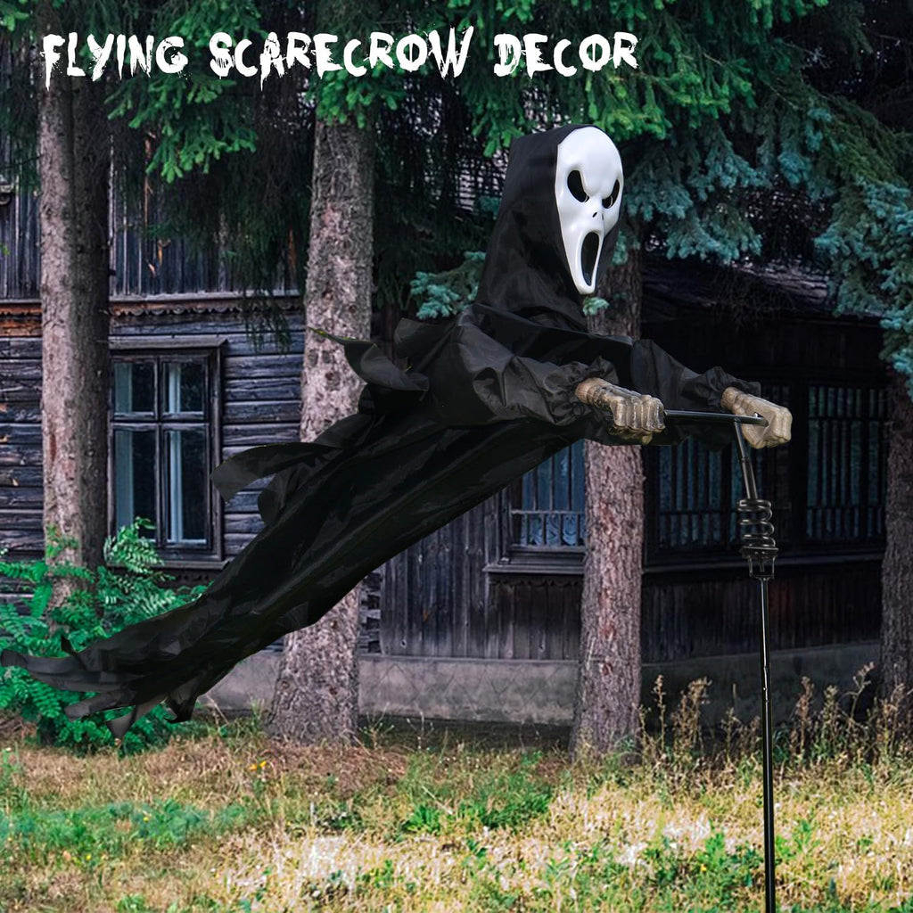 larpgears halloween scarecrow ghost outdoor decorations, 7.5ft halloween shown in use