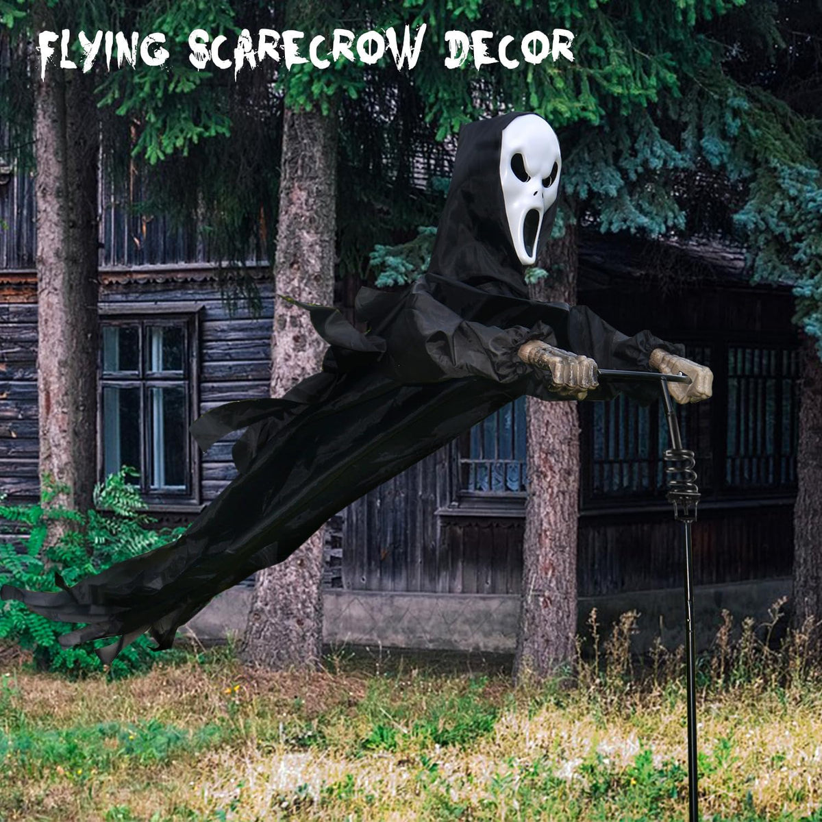 larpgears halloween scarecrow ghost outdoor decorations, 7.5ft halloween shown in use