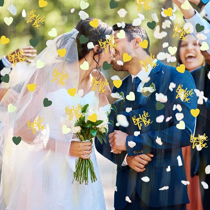 200PC Sage Green Bachelorette Party Decorations Bridal Shower Confetti for Tables Heart and Sage Bride to Be Table Scatters for Engagement Wedding Decor Party Supplies