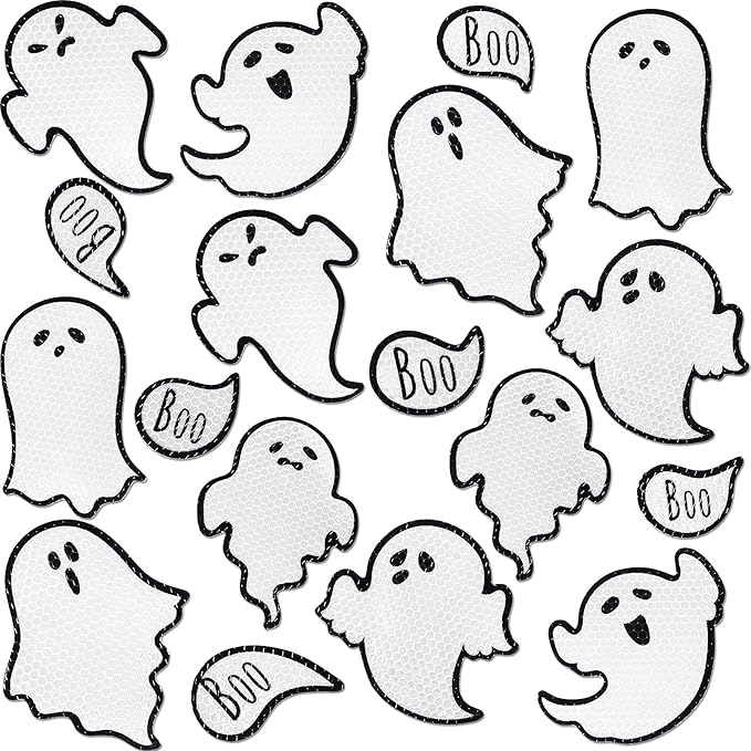 Chinco 18 Pcs Halloween Ghost Car Magnets Reflective Ghost Boo Refrigerator Automotive Magnet Stickers Cute Holiday Fridge Garage Door Decorations Holiday Waterproof Magnetic Decals