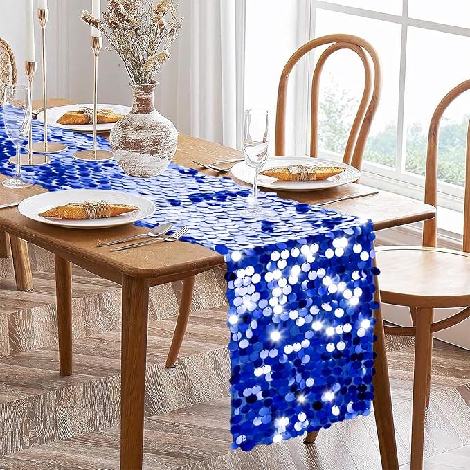 VHH Sequin Table Runner 12 x 108 inches Royal Blue Table Runner, Glitter Runner for Party Wedding Birthday, Party Spring Easter Rustic, Birthday Supplies Decorations (1 Pack).
