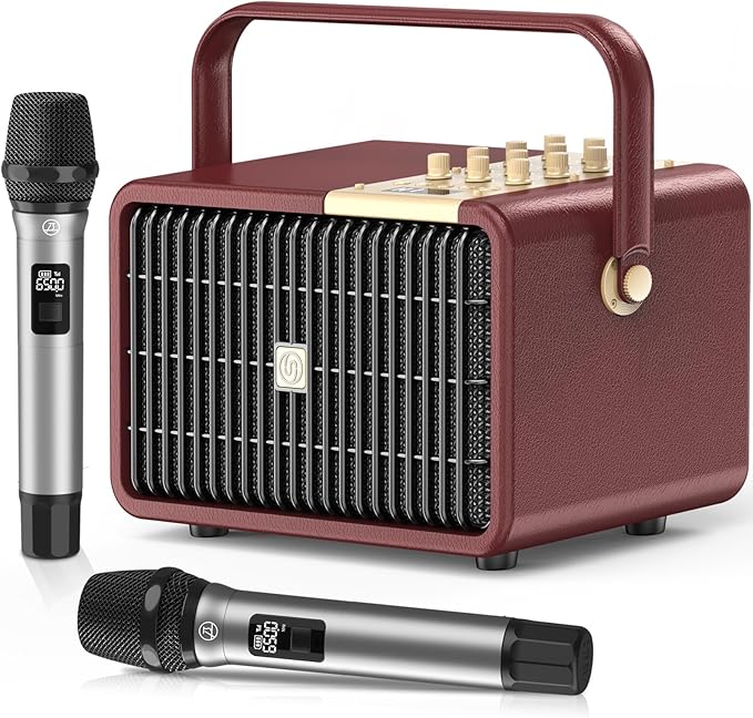 320W Peak Power Karaoke Machine with Rich Deep Bass for Adults Portable Bluetooth Singing PA Speaker System Bass/Treble Adjustment with 2 UHF Wireless Microphones for Home Party Wedding Outdoor