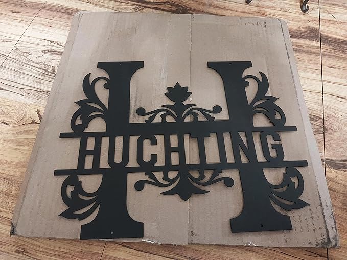 Personalized Metal Name Signs, Split Letter Monogram Wall Decor, Custom Last Name Sign, Family Name Sign for Outdoor, Personalized Wedding Gift, Garden Decor, Metal Wall Art, Housewarming Gift (MonogramDesign_4)