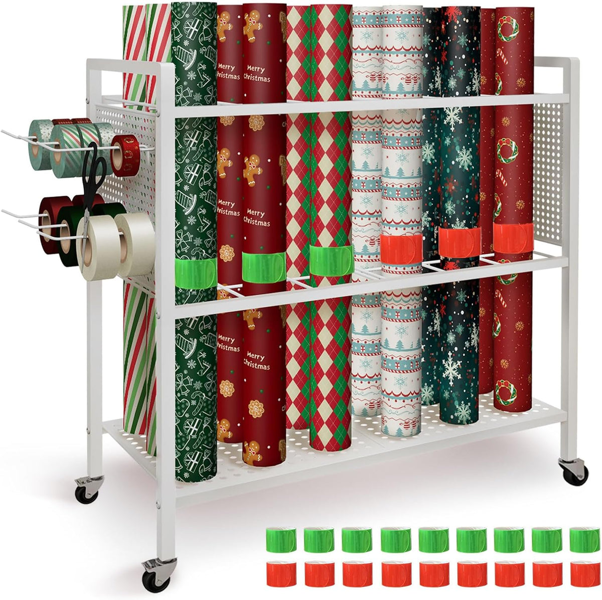 wrapping paper organizer storage with wheel cart, 18, main product view