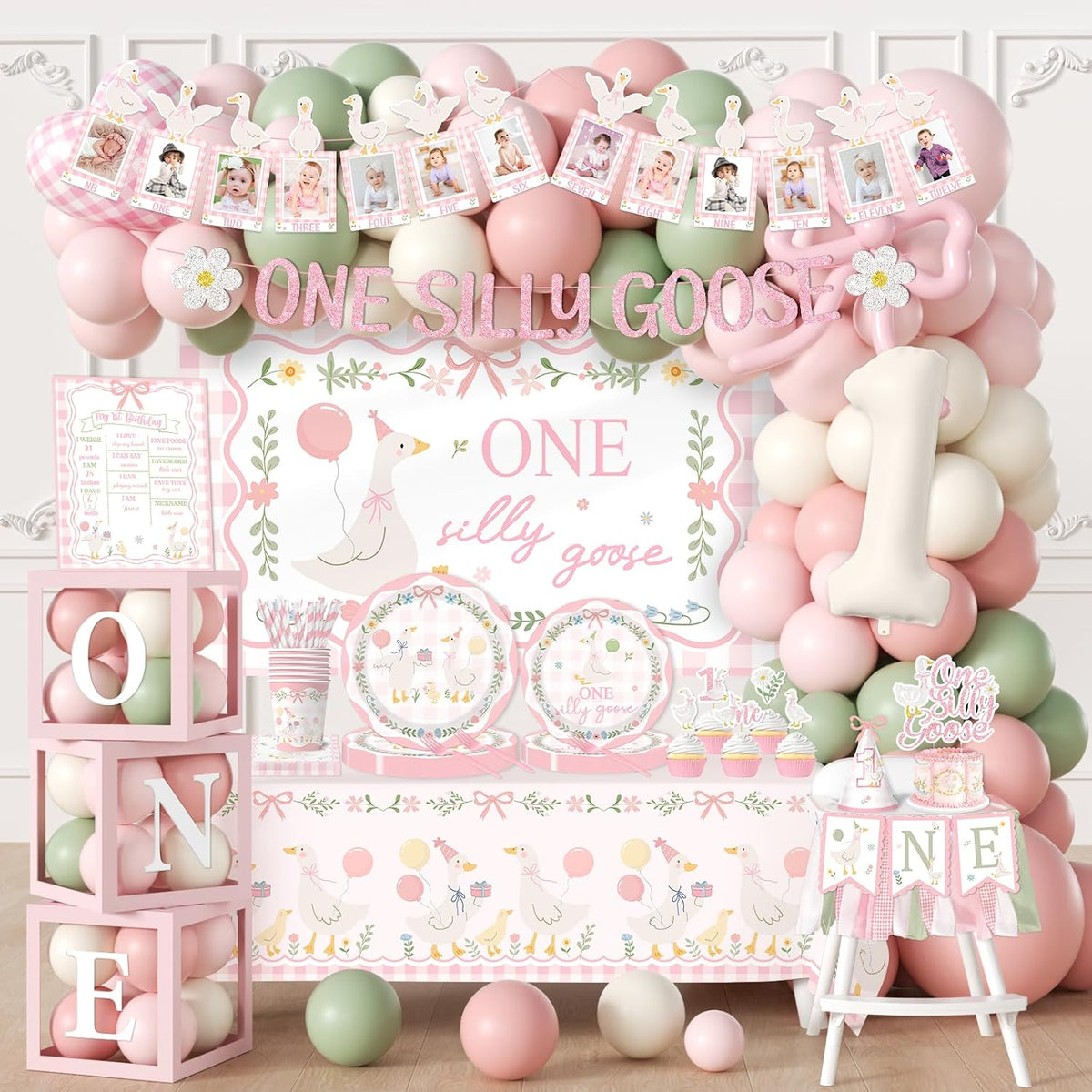 one silly goose birthday decor girl, silly goose, main product view