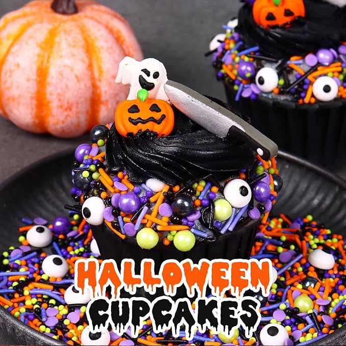 Halloween Sprinkles for Cake Decorating 7ounce, Eyeball Sprinkles for Halloween Party, Sugar Pearl Sprinkles for Cupcake Toppers, Cookie, Ice Cream Decorations Celebrations