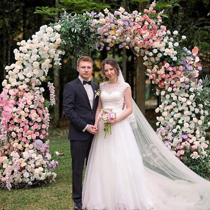 Wokceer Wedding Arch 7.2FT Round Backdrop Stand Metal Circle Backdrop Stand Circle Balloon Arch Stand Frame for Birthday Party Bridal Shower Anniversary Ceremony Candy Tables Celebration