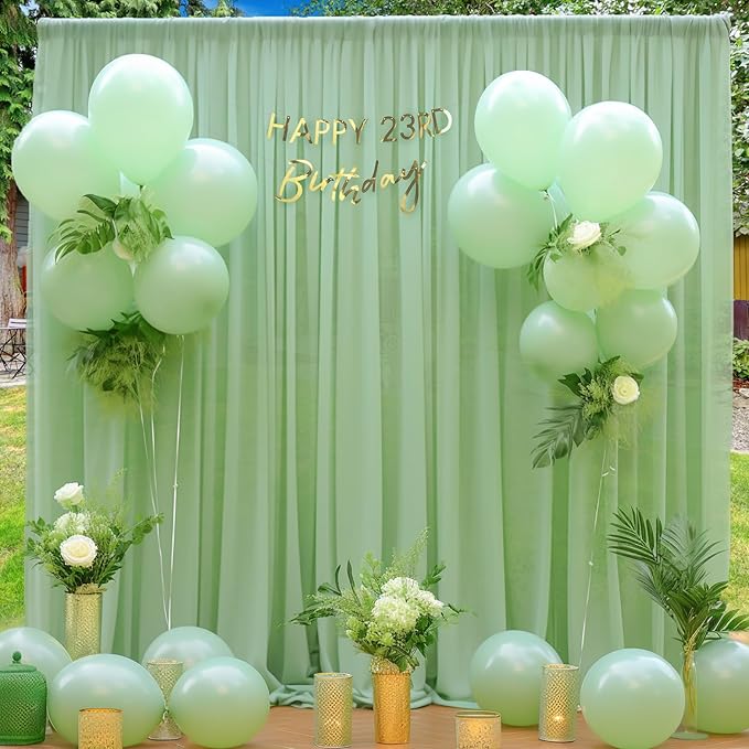 10x10ft Olive Green Tulle Backdrop Curtain for Parites, Sheer Backdrop Curtains for Wedding Baby Shower Birthday Party Photo Shoot Decorations