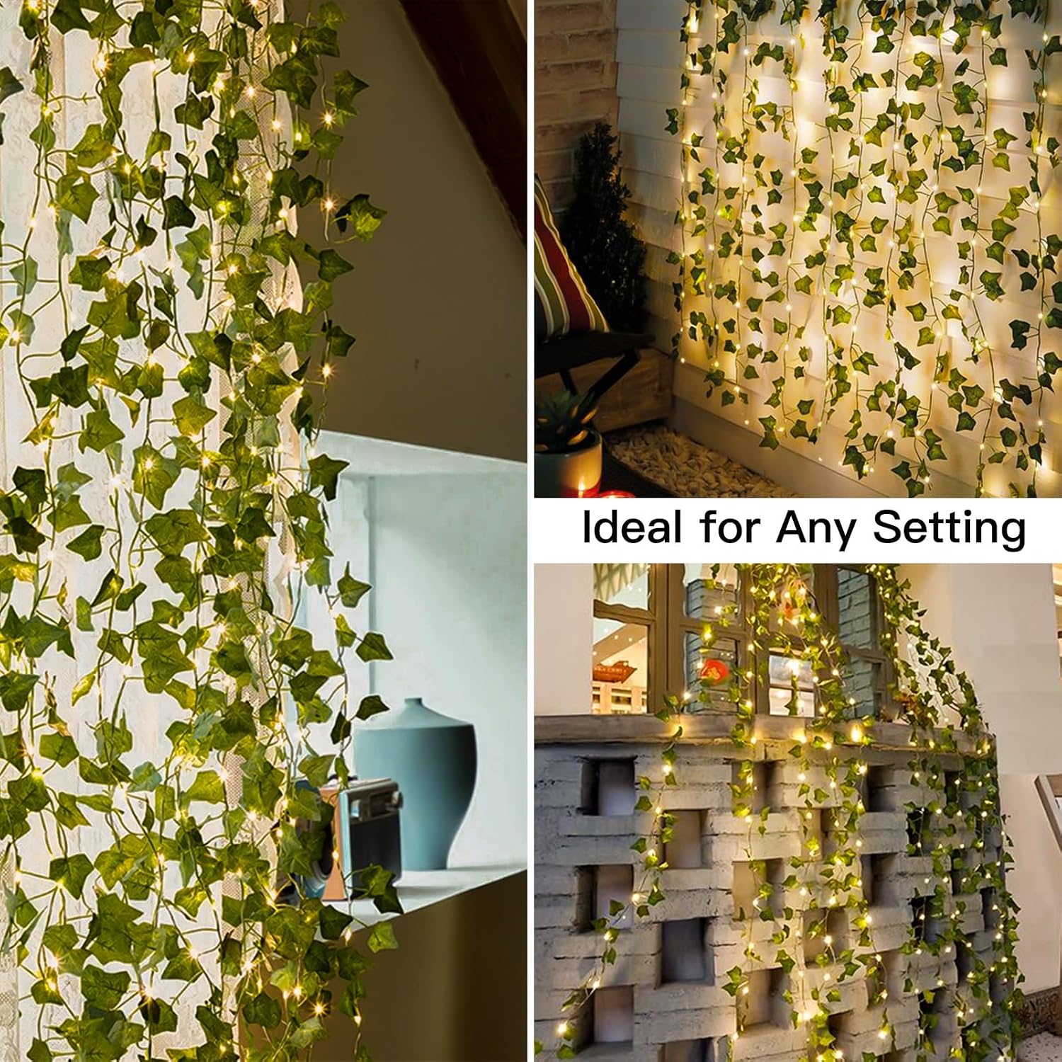 suddus Vine Lights for Bedroom 200 LED Ivy Curtain Lights Remote6.5x6.5ft | Ivy Curtain Lights, Remote Control, Indoor Outdoor Decor, For Bedroom Dorm Wedding Party Wall