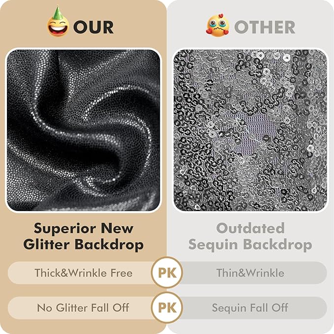 20ftx10 ft Black Glitter Sequin Backdrop Curtain for Parties, Wrinkle Free Sparking Backdrop Drapes, 4 Panels 5x10ft Shimmer Photo Back Drop Cloth for Wedding Birthday Photography Background