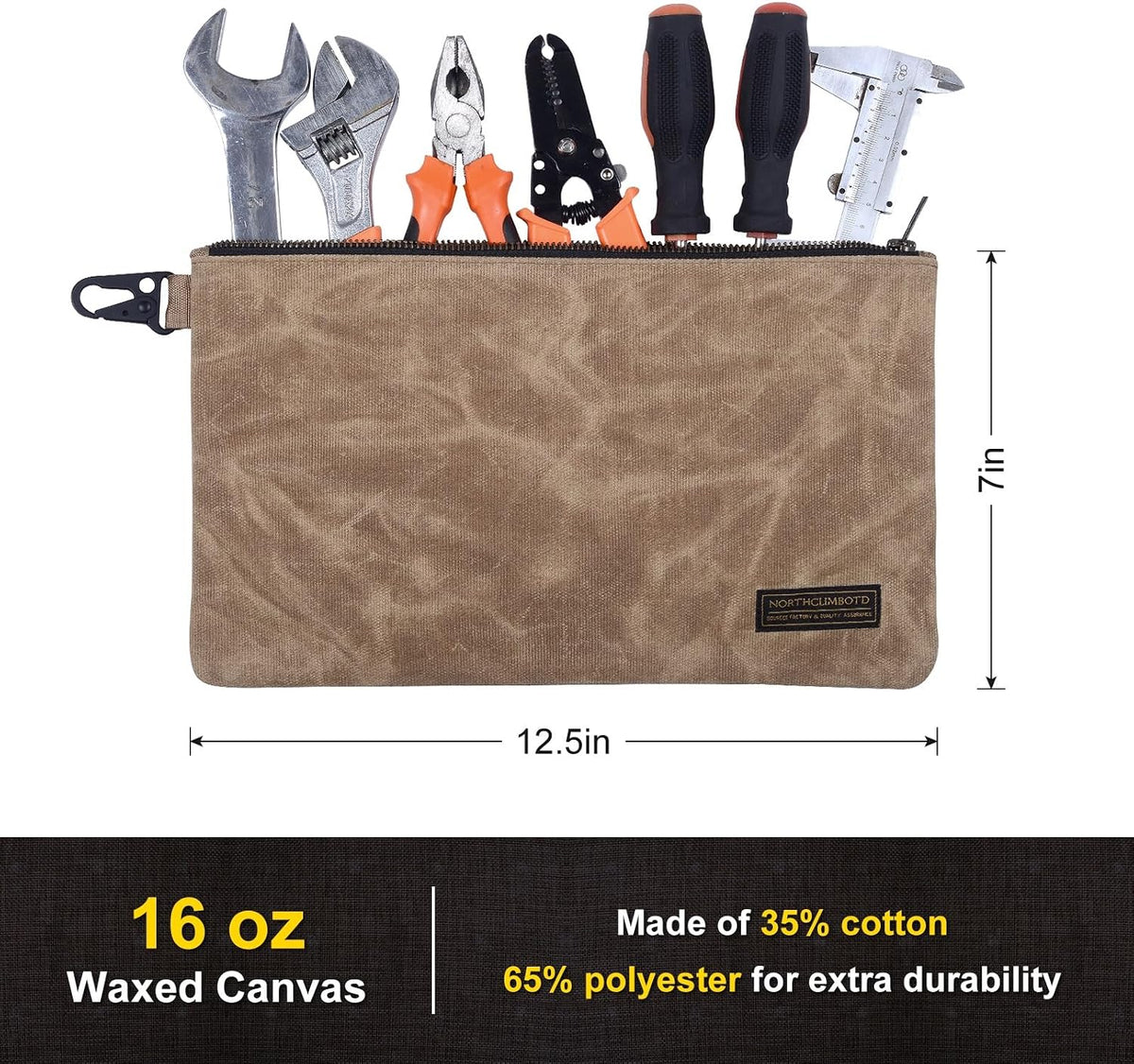 Heavy-Duty Canvas Tool Bag, Multipurpose Storage Pouch, Pouches for Organizat...