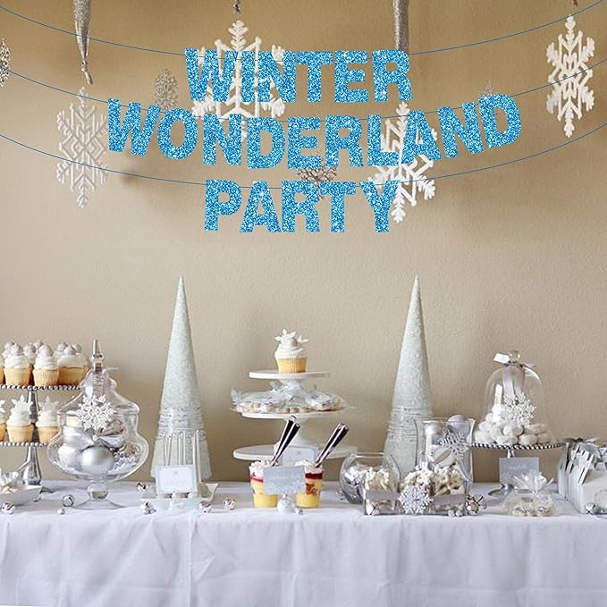 BEISHIDA 116 PCS Glitter Sky Blue DIY Letter Banner Kit Make Your Own Banner，Including 111 Letters and Numbers 3 Rope and 2 Threading Device,Customized for Birthday Graduation Wedding Party Decor