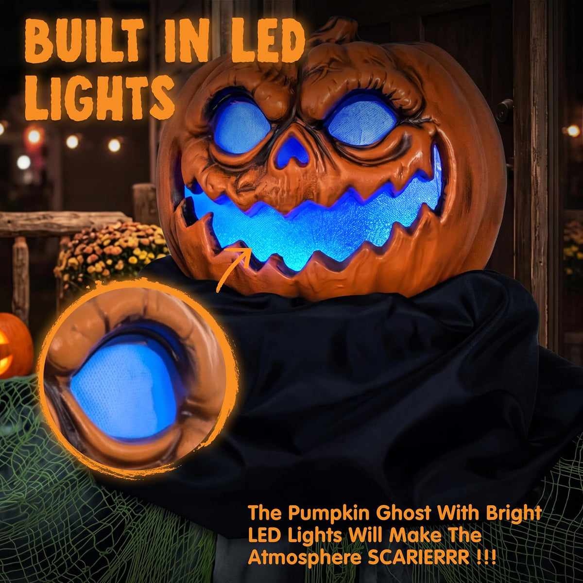 JOYIN Halloween Decorations Outdoor Life Size Animatronics Ghost Pumpkin Deco...