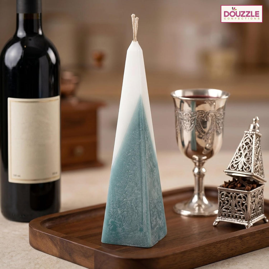 Kosher, Decorative Havdalah Candle - Pyramid Design, Clean Burning Judaica Gift for Weekly Ritual