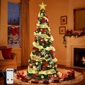 6ft pre lit pop up christmas tree,pre-decorated artificial, main product view