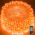 LAMPHOME 33ft Halloween Decorative Mini Lights, 100 LED Transparent Wire Fairy Starry String Lights Plug in, 11Lighting Modes, for Halloween Decoration Outdoor Xmas Tree Party Decoration (Orange)
