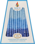 The Dreidel Company Hanukkah Candles Multi Blue Hued Frosted Deluxe Tapered Candles 1-Hour Burn Time 45 Candles for All Eight Nights of Chanukah