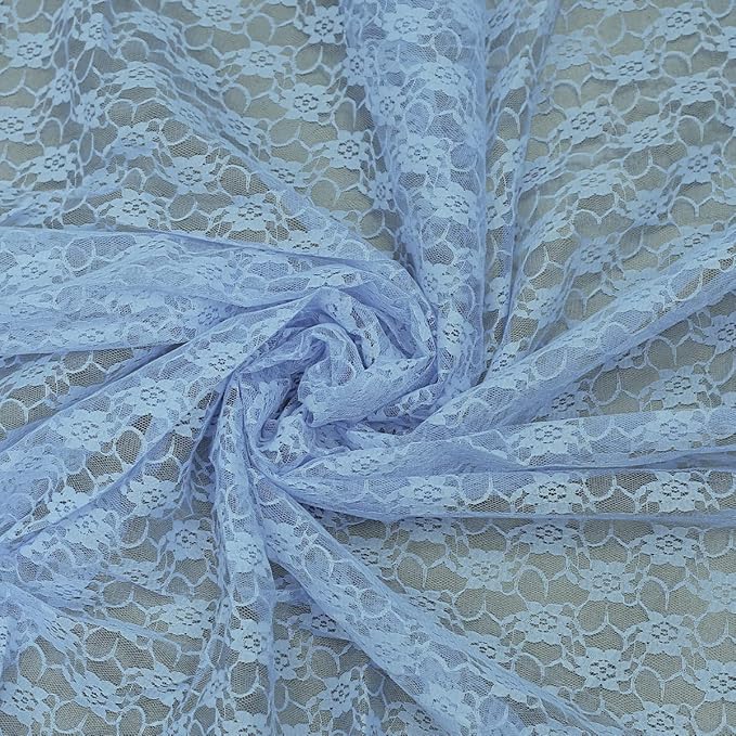 MDS Pack of 25 Wedding 12 x 108 inches Lace Table Runner for Wedding, Decorations for Birthday Parties, Banquets, Graduations, Engagements, and Runners fit Rectangle, Round Table- Baby Blue