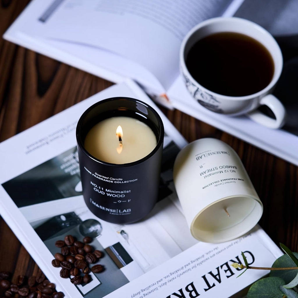 M&SENSE Natural Soy Candle| Vanilla Sandalwood | 5.3 oz | Mini Scented Candles for Relaxation,Meditation, Home Décor | for Bedroom, Office, Party Small