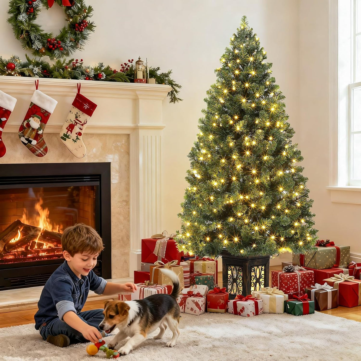 garveehome 4.5 ft artificial fiber optic christmas tree, package contents