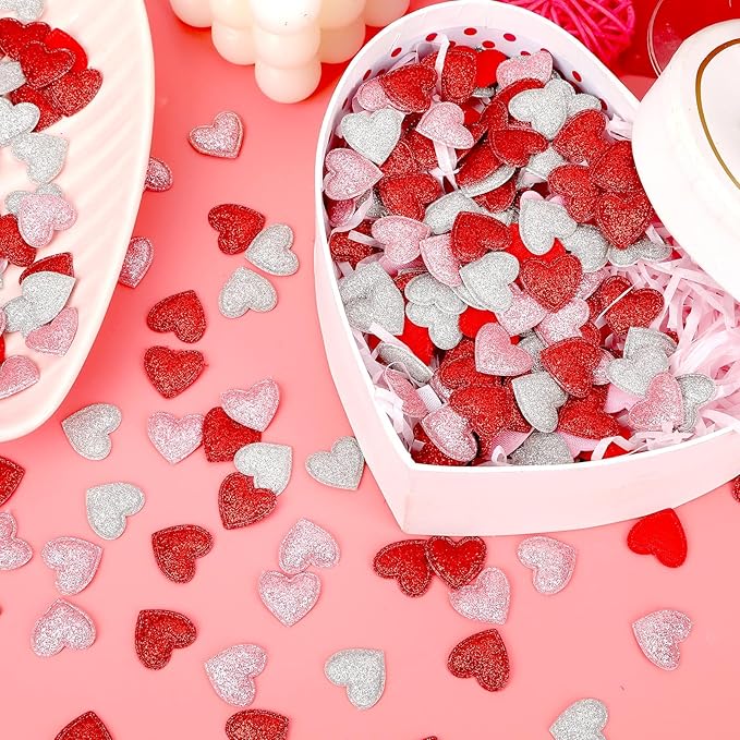 MARFOREVER Valentine's Day Felt Confetti, Glitter Heart Decorations, Foam Hearts, Romantic Shape Balls Sprinkles for Wedding, Valentines, Galentine's Day Supplies