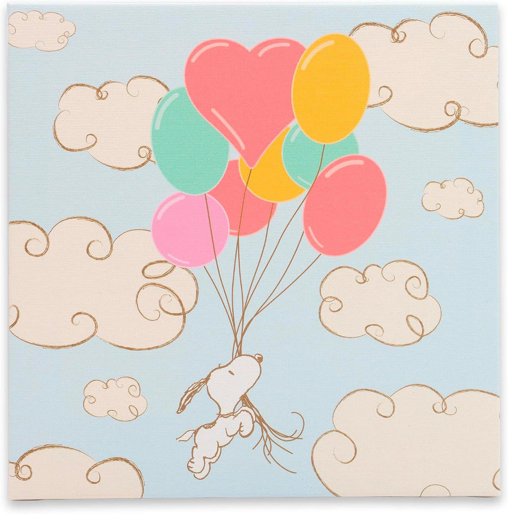 Open Road Brands Peanuts Snoopy Balloon Adventure Gallery Wrapped Canvas Wall Decor - Adorable Snoopy Wall Art for Kids' Bedroom or Nursery