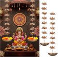 LemonRoad 2 Set Diwali Hanging Urli Bowl Metal Lotus Floating Diya Pot for Flowers & Decor Wall Hanging Uruli Candle Holder for Mandir, Diwali Gift, Indian Traditional Festival Decoration