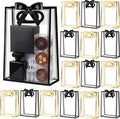 Mooliwe 24 Pcs Black Gold Gift Bags with Handles, Clear Plastic Gift Bags with Ribbons Reusable Tote Bag for Birthday Weeding Party Supplies Company Business Events