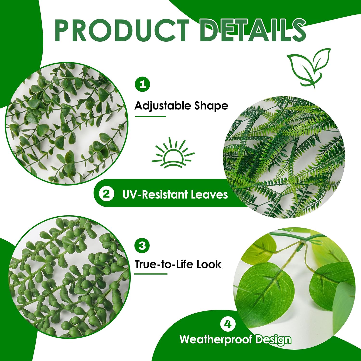 Der Rose 4Pcs Fake Plants Hanging Artificial Ivy Vine Faux Eucalyptus Hanging Plants, Boston Fern, String of Pearls for Living Room Aesthetic Bedroom Boho Kitchen Wall Shelf Indoor Outdoor Decor