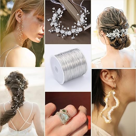 328 Feet 28 Gauge Craft Wire - Silver Plated Thin Brass Wire, Soft Metal, Bulk for Jewelry Making